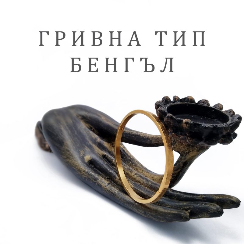 Гривна тип Бенгъл с обиколка 19 см и елегантен изчистен дизайн