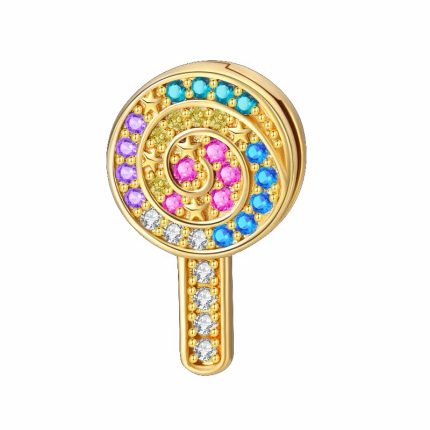 Srebaren talisman s 24K zlatno pokritie i tsirkoniy za grivni tip Pandora Reflexions