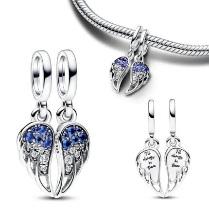Srebaren talisman Angelski krila komplekt ot 2 chasti za unikalen stil i simvolika