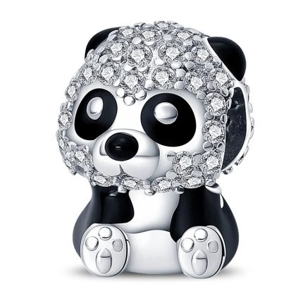 Srebaren talisman meche panda ocharovatelen simvol na nezhnost i harmoniya