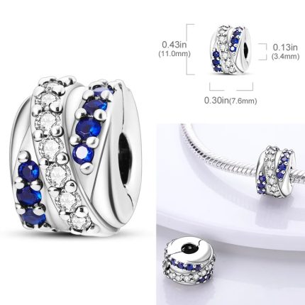Srebaren talisman za grivni tip Pandora Eleganten dizayn s byal i sin tsirkoniy