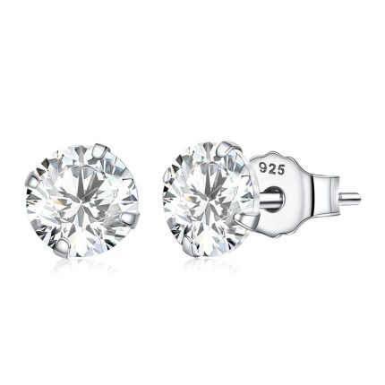 Srebarni obetsi s tsirkoniy 6 mm Klasicheska Elegantnost