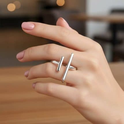 SREBAREN PRASTEN S DVOYNA LENTA MODEREN MINIMALIZAM
