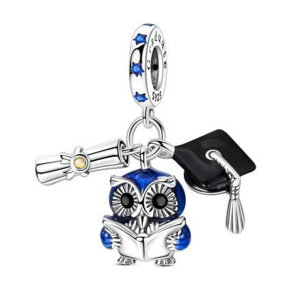 SREBAREN TALISMAN WISE OWL PODARAK ZA ZAVARShVANE