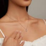 дамско сребърно колие, сребърно колие с цирконий, колие с висулка, колие Сингапур, сребърно колие с камък