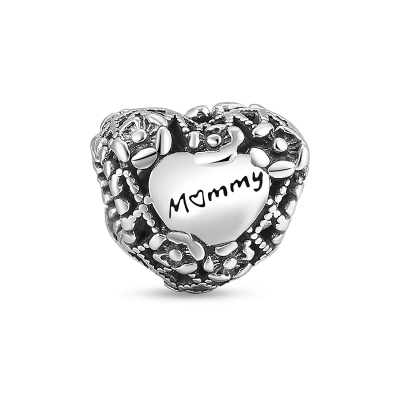 talizman-mama-moyata-obich-mommy-sarce Талисман „Мама моята обич“ със сърце и надпис MOMMY за гривна тип Пандора